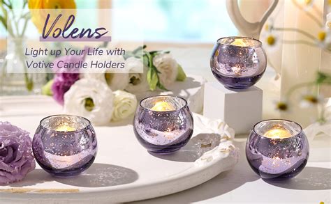 Volens Round Purple Votive Candle Holders Set Of 12 Purple