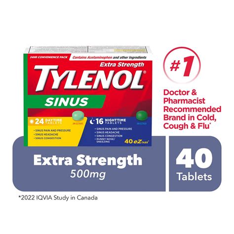 Tylenol Sinus Extra Strength Day And Night 40 Tablets Walmart Canada