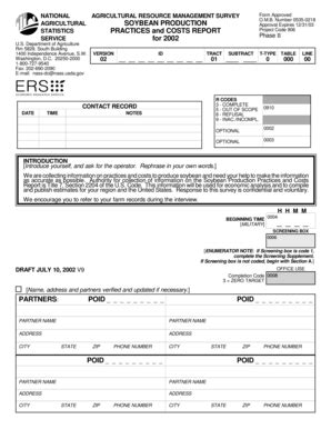 Fillable Online Ers Usda W 2002 Soybean Phase2 Questionnaire Q COP CPP