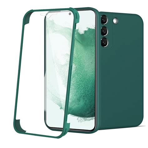 For Samsung Galaxy S22 Ultra 5g Imitation Liquid Silicone 360 Full Body Phone Case Deep Green