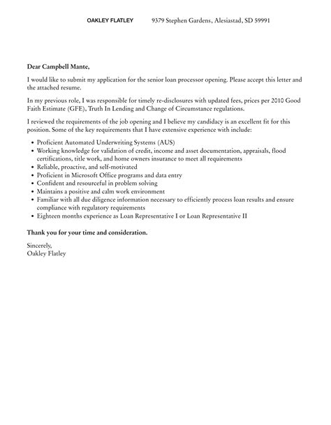 Senior Loan Processor Cover Letter Velvet Jobs