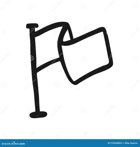 Vector Flag Icon In Hand Drawn Style Outline Isolated Symbol