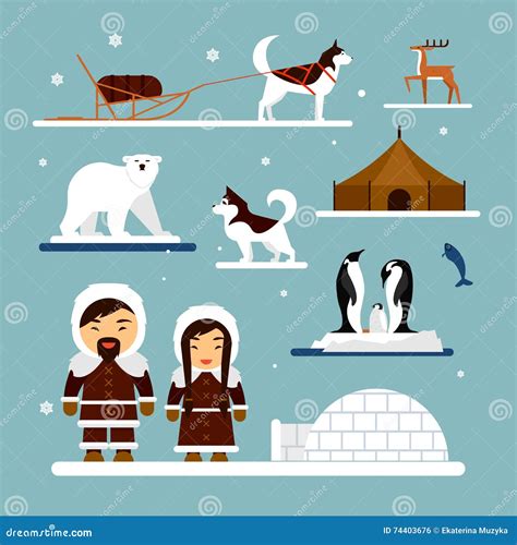 Vector Eskimo. Flat Style Colorful Cartoon Illustration ...