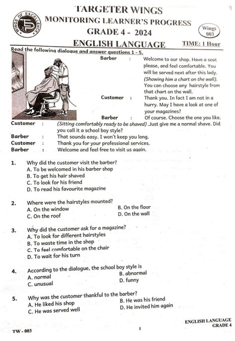 Targeter Wings Grade 4 003 2024 Questions And Answers