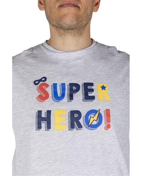 Pijama Hombre En Gris Y Azul Con Dibujo Frontal Bikini Bikini