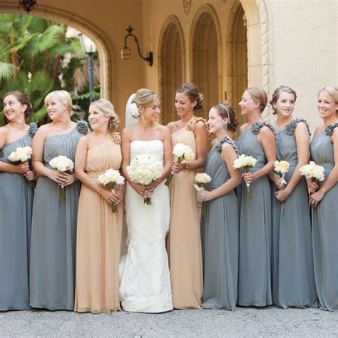 Bridesmaids Looks Grey And Neutral Maid Of Honour Dresses