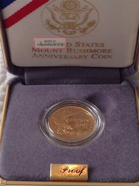 1991 - W United States Mount Rushmore $5 Dollar Gold Proof Coin W Box