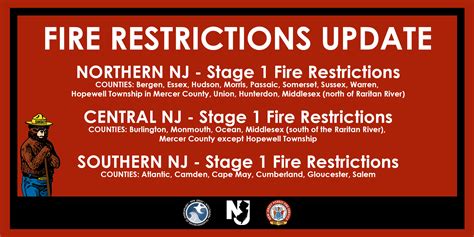 New Jersey Forest Fire Service On Twitter Stage 1 Fire Restrictions 🚫🔥 Fires Directly On The