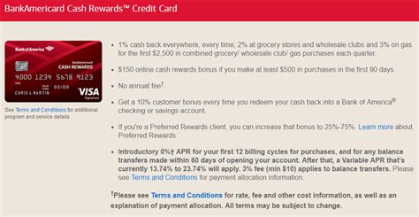 Bankamericard Cash Rewards Credit Card 150 Bonus After 500 In