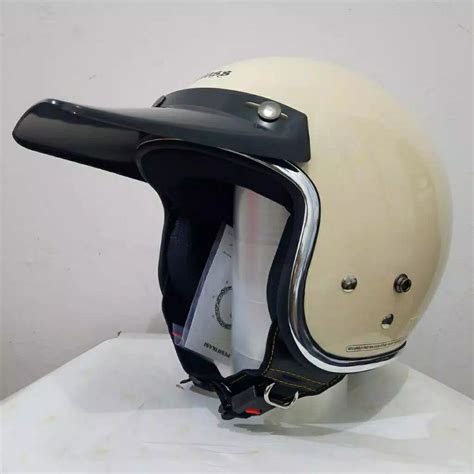 Jual Helm Cargloss Retro Cream Listchrome Set Kaca Datar Kaca Cembung