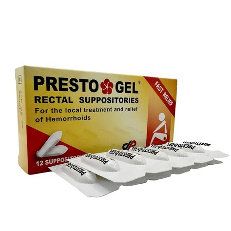 Buy Presto Gel Natural Hemorrhoid Rectal Suppositories Rapid