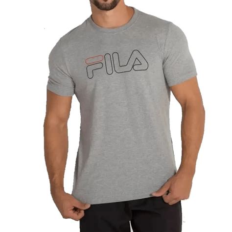 Camiseta Fila Letter Outline Masculina Cinza Titanes Esportes