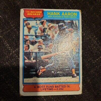 1976 Topps Baseball 1 Hank Aaron 1975 Record Breaker Milwaukee Brewers