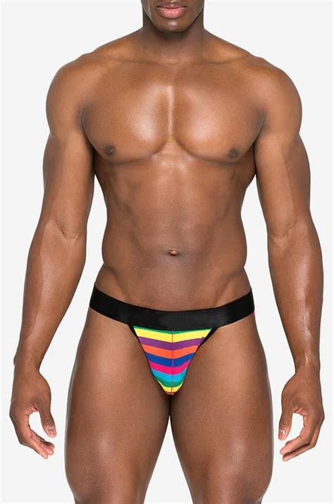 Custom Katoen Materialen Pride Regenboog Strepen Jock G String Thong