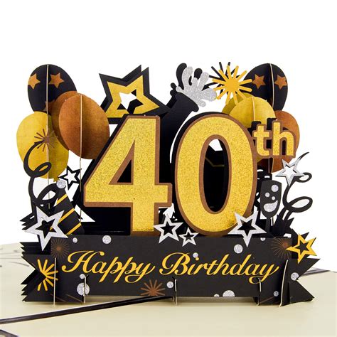 Buy HOMANGA Happy 40th Birthday Pop Up Card 40th Birthday Card With