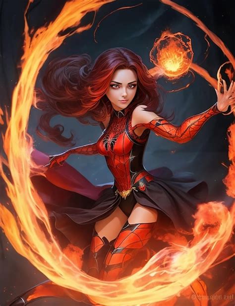 Premium Photo Devil Woman In Fire