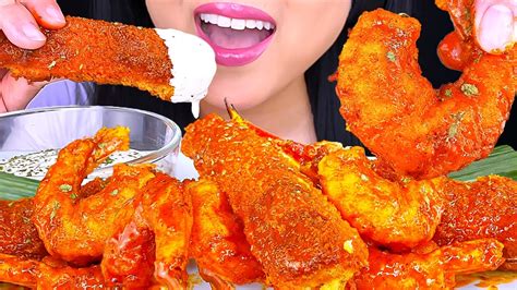 Asmr Fried Seafood Boil Drenched In Hot Buffalo Sauce Mukbang Asmr Phan