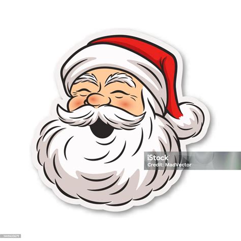 Vector Cute Funny Smiling Santa Claus Head Icon Design Template For