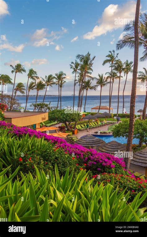 Hyatt Regency luxury hotel and resort on Kaanapali Beach on the west coast of the island of Maui ...