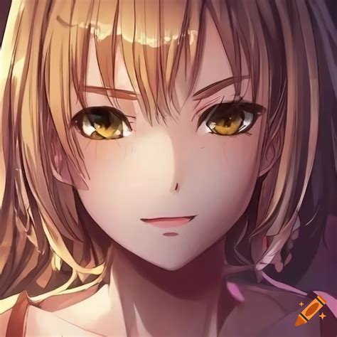 Anime Girl With Short Blonde Hair And Gold Eyes