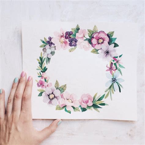 Wreath Watercolor Watercolor Cards Watercolor Illustration Floral