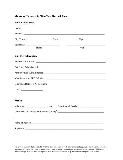 Blank Tb Skin Test Note Printable Fill Out And Print Pdfs