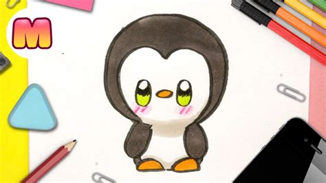 COMO DIBUJAR UN PINGÜINO KAWAII PASO A PASO Dibujando un pingüino