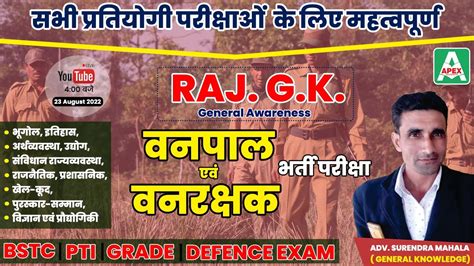 Rajasthan Gk For Vanrakshak Vanpal General Knowledge Questions