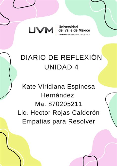 Diario De Reflexiones Unidad Diario De Reflexi N Unidad Kate