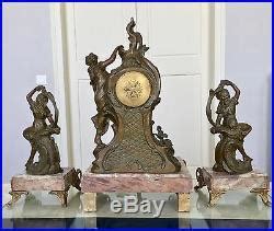 Garniture De Chemin E Art Nouveau Pendule R Gule Sculpture Marbre