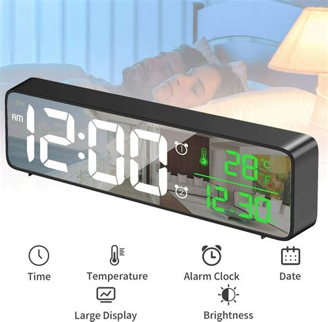 Table Clock with Temperature & Alarm | Modern Home Decor — Battery Mate