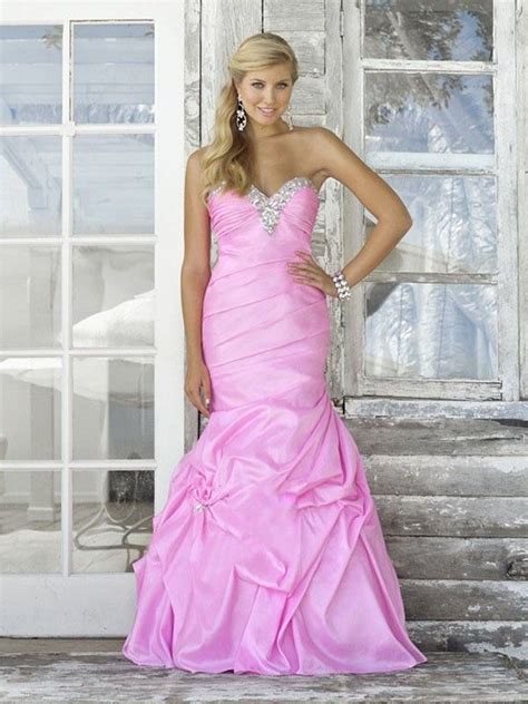 Bright Pink Mermaid Sweetheart Beading Floor Length Taffeta Prom Dress