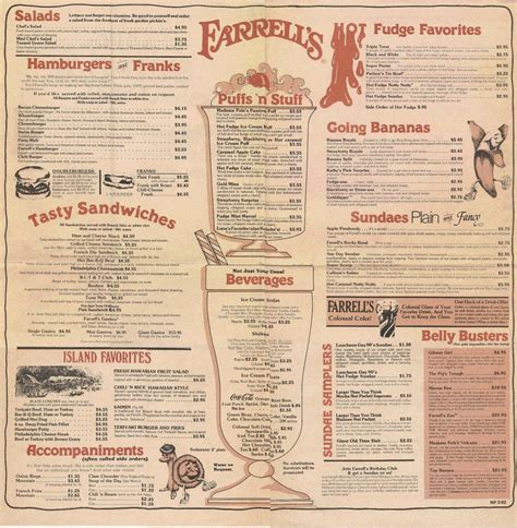 Farrell S Ice Cream Parlor Ice Cream Parlor Ice Cream Menu Vintage