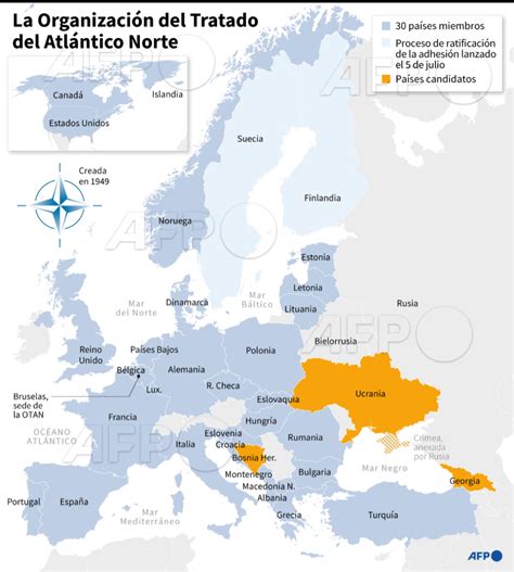 Mapa con los países miembros de la OTAN AFP Infografía Agence France