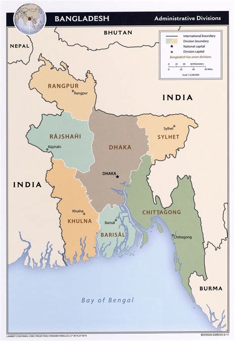 Grande Detallado Mapa De Administrativas Divisiones De Bangladesh