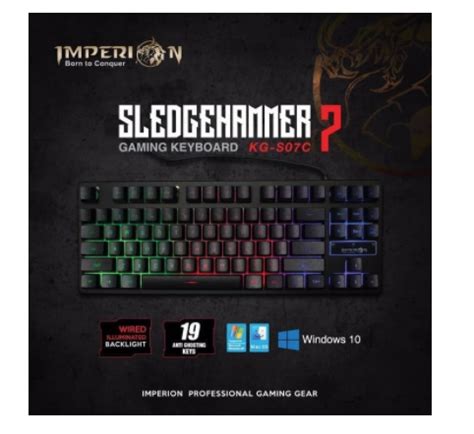 Keyboard Gaming Imperion Wired Usb 2 0 Membrane Rgb Tkl 87 Keys