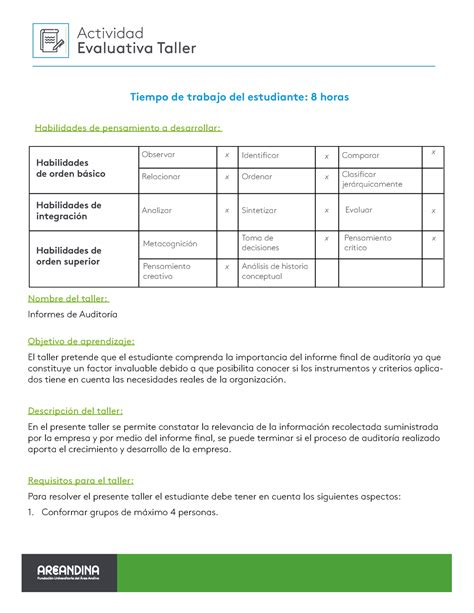 GESTION ADMINISTRATIVA AREANDINA EJE 4 APUNTES Actividad Evaluativa