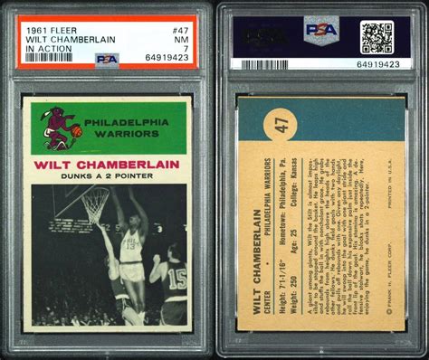 1961 Fleer Basketball 47 Wilt Chamberlain ROOKIE RC PSA 7 EBay