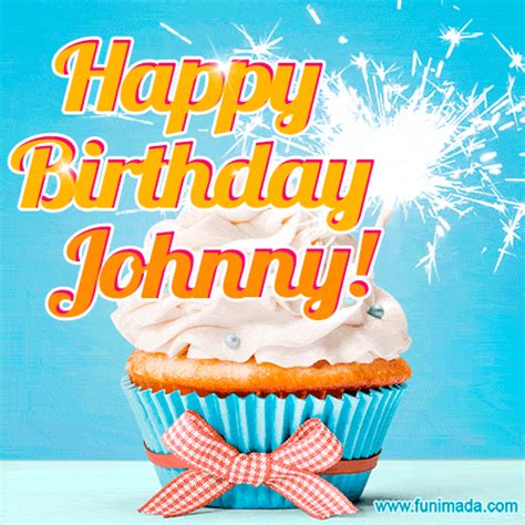 Happy Birthday, Johnny! Elegant cupcake with a sparkler. | Funimada.com