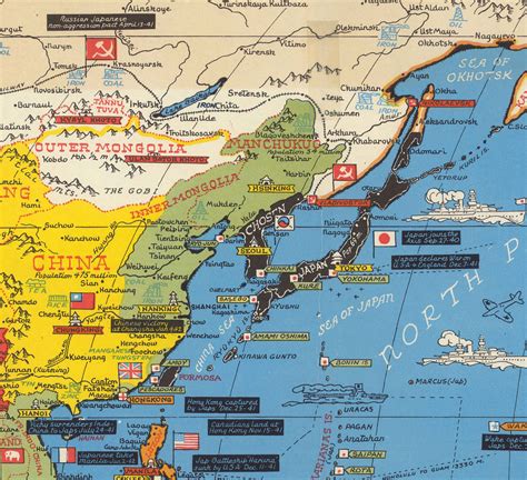 Old World War 2 Map Of The Pacific And Far East In 1942 By Stanley Tur The Unique Maps Co