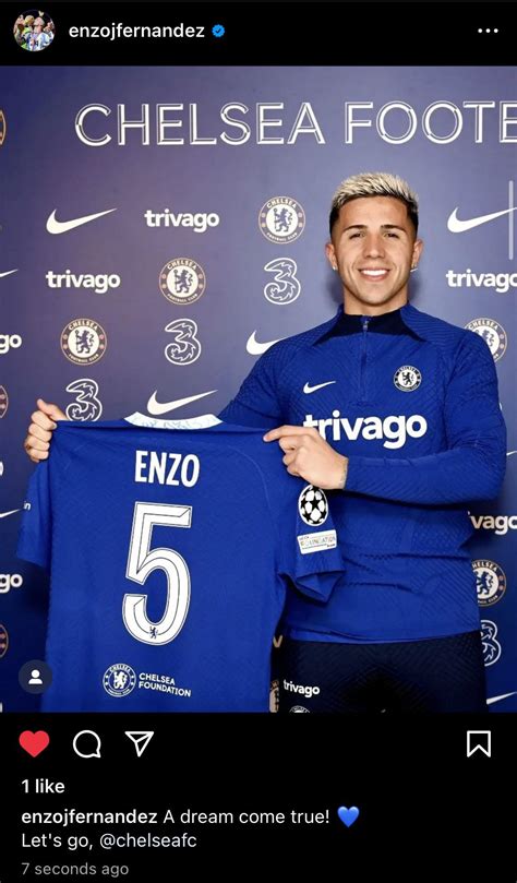 Enzo Fernandez on Instagram: “a dream come true! 💙!” : r/chelseafc