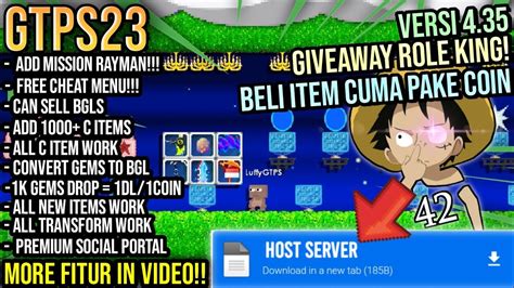 GTPS FREE UNLI BELI ITEM PAKE KOIN GROWTOPIA PRIVATE SERVER