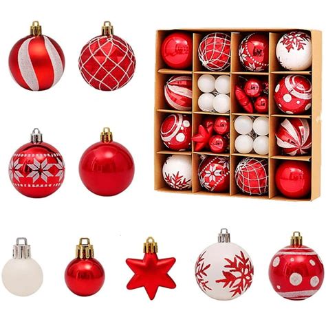 42 Pcs Small Plastic Holiday Glitter Christmas Ball Ornaments Set Tree