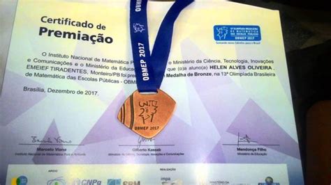 Medalha De Bronze Obmep - Aluna da Rede Municipal de Ensino de Monteiro recebe medalha da OBMEP ...