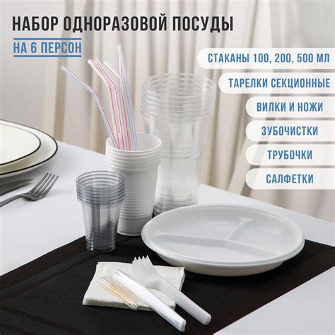 Набор пластиковой одноразовой посуды на 6 персон Не ЗАБЫЛИ! «Биг-Пак №2 ...