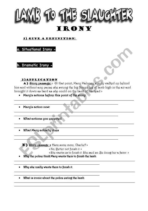 lamb to the slaughter, irony - ESL worksheet by ylero112