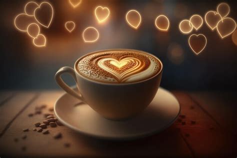 Premium AI Image AI Generated Of Hot Art Latte Coffee In Cup On