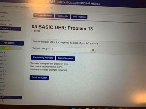 Solved 05 Basic Der Problem 13 1 Point Find The Equation