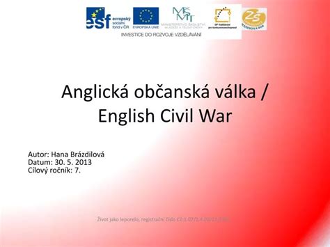 Ppt Anglick Ob Ansk V Lka English Civil War Powerpoint