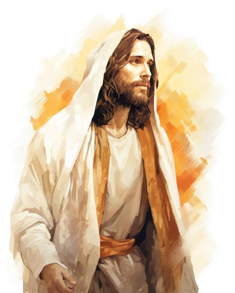 Premium AI Image A Painting Of Jesus Standing In Front Of A White